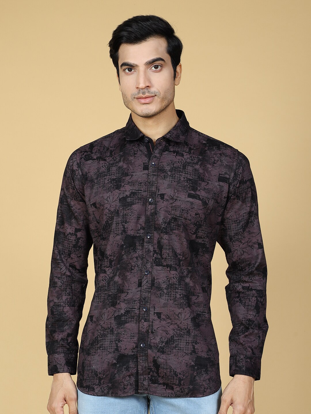 

VRIKSH Floral Printed Cotton Casual Shirt, Purple