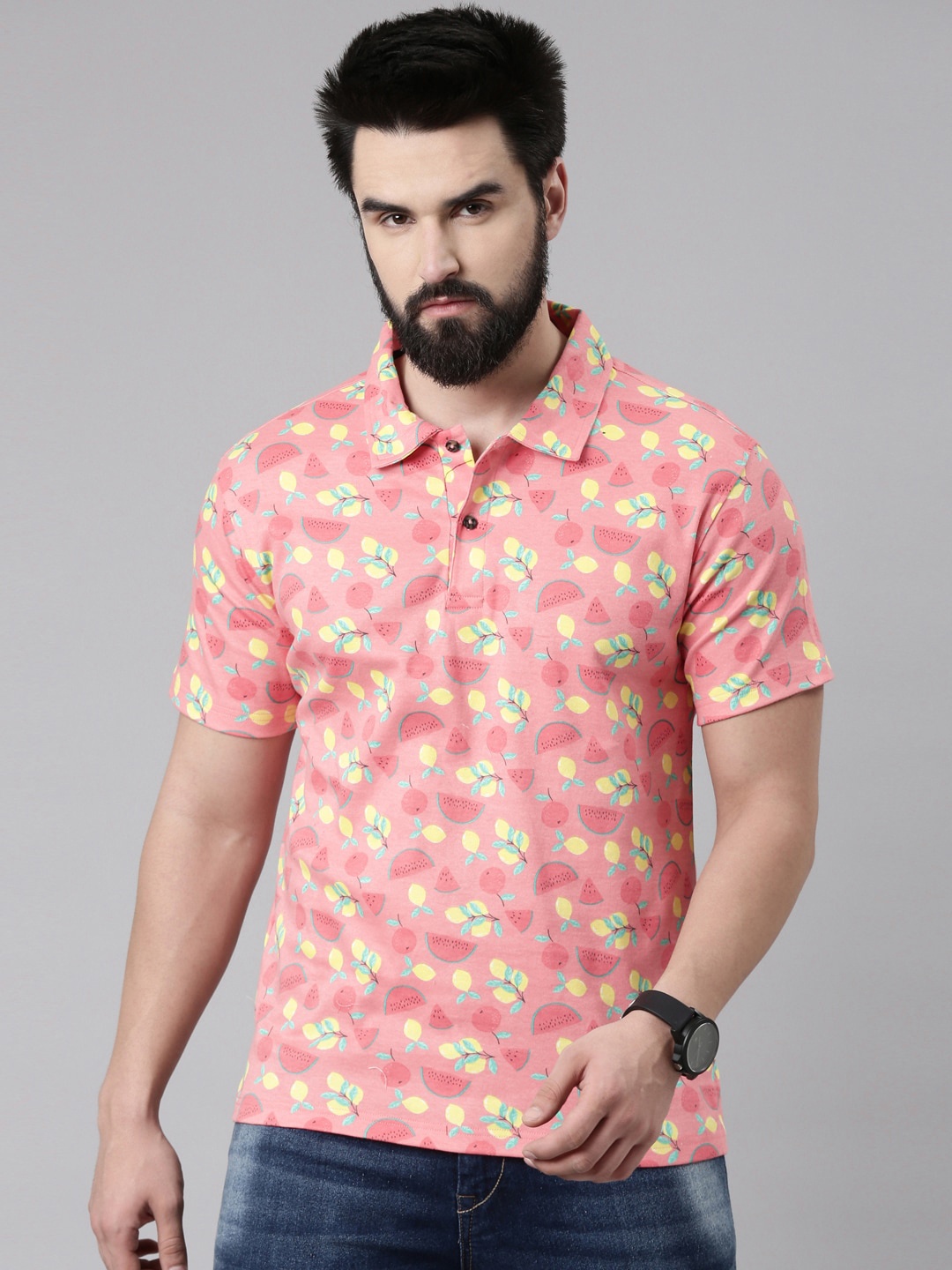 

Kryptic Conversational Printed Polo Collar Cotton Regular T-shirt, Orange