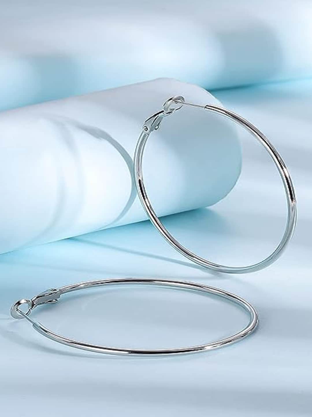 

PRIVIU Silver-Plated Circular Hoop Earrings