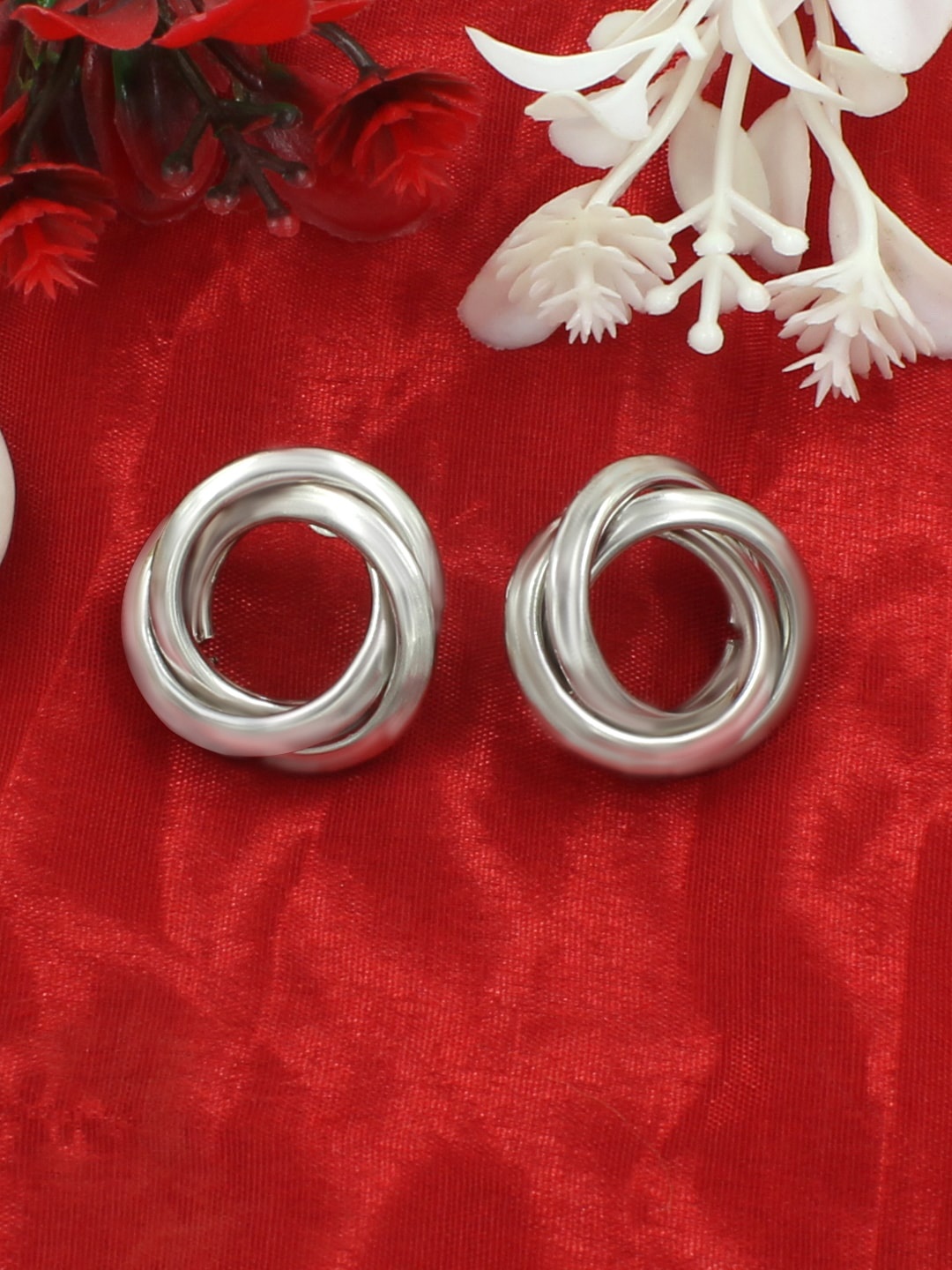 

PRIVIU Silver Plated Circular Studs Earrings