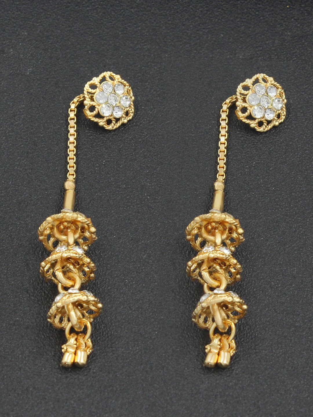 

PRIVIU Gold Plated AD Studded Drop Earrings