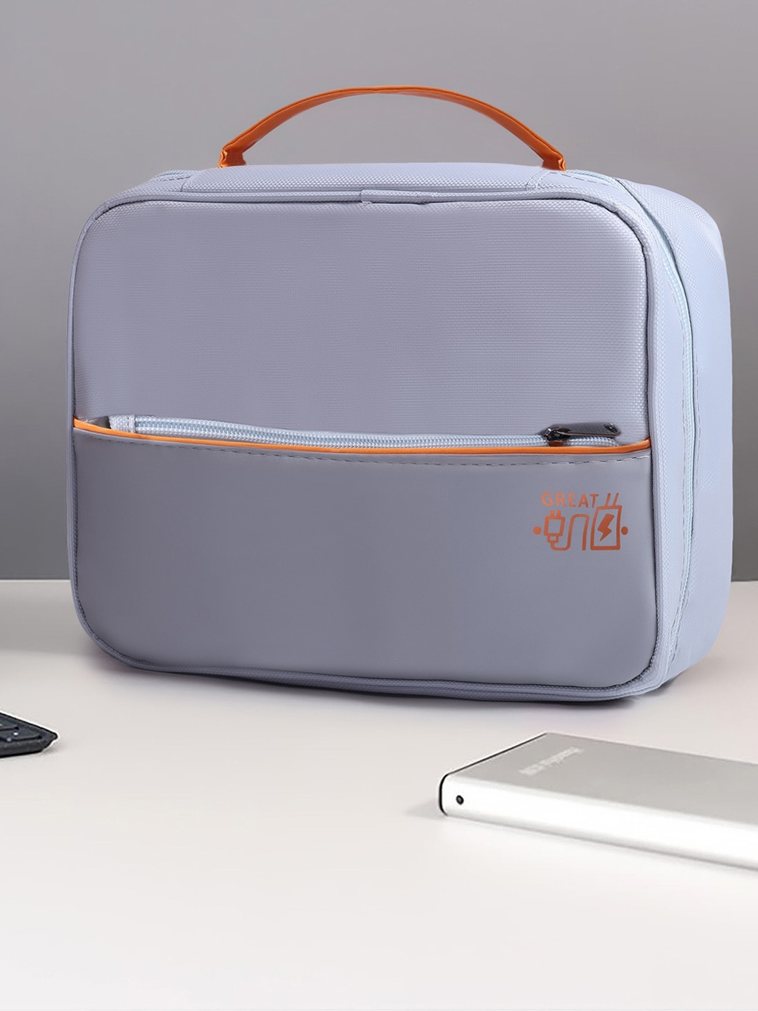 

HOUSE OF QUIRK Grey Waterproof Electronics Travel Pouch