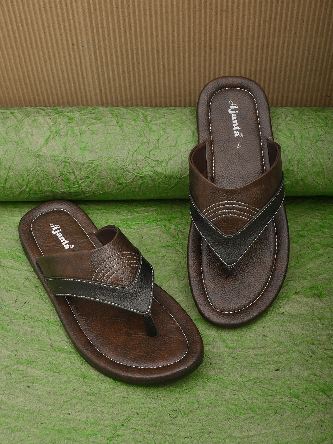 

Ajanta Men Textured Comfort Sandals, Brown