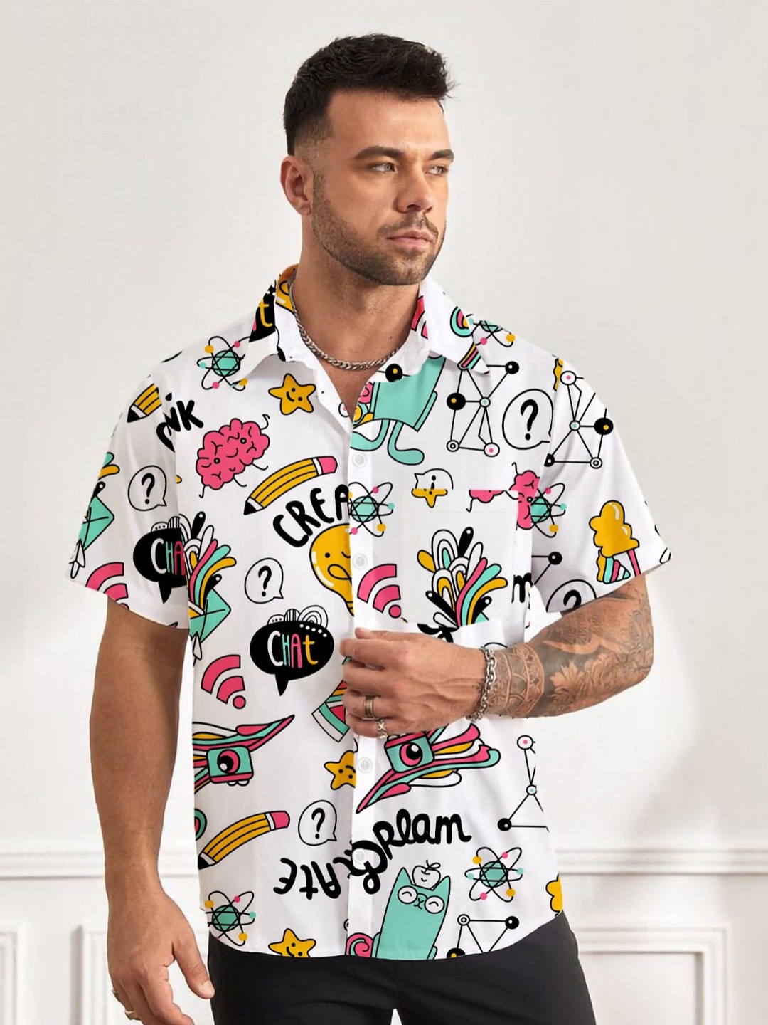 

The Dry State Conversational Printed Regular Fit Casual Shirt, White