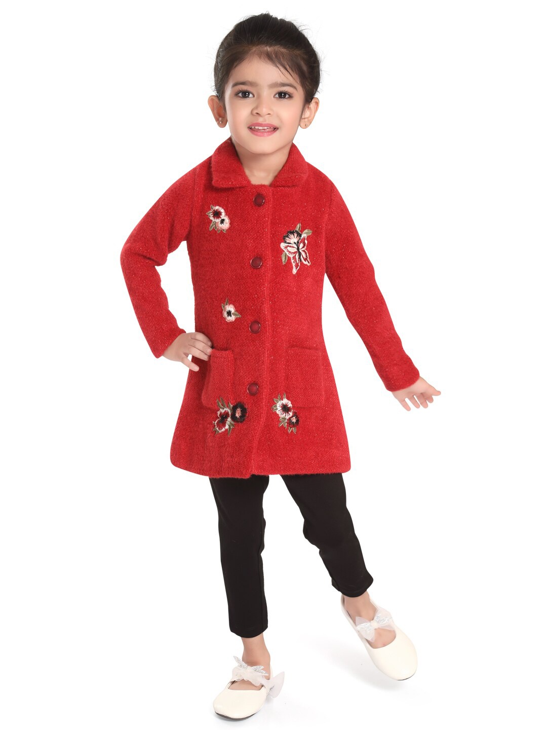 

Peppermint Girls Embroidered Top And Trousers, Red