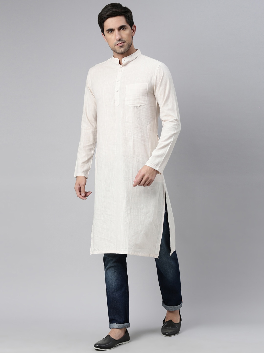 

Kryptic Mandarin Collar Pure Cotton Kurta, Khaki