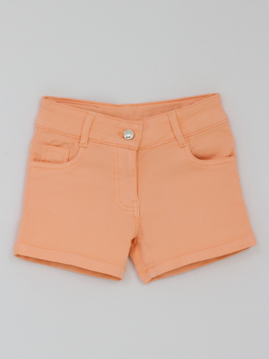 

Peppermint Girls Mid Rise Cotton Denim Shorts, Orange