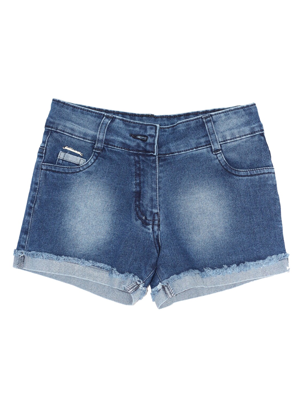 

Peppermint Girls Washed Slim Fit Pure Cotton Denim Shorts, Blue