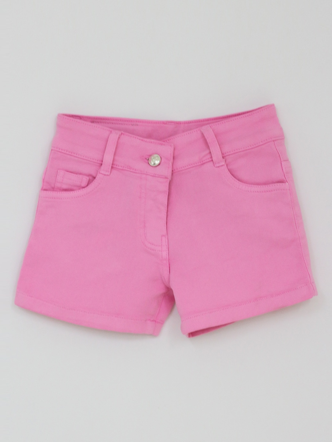 

Peppermint Girls Mid Rise Cotton Denim Shorts, Pink