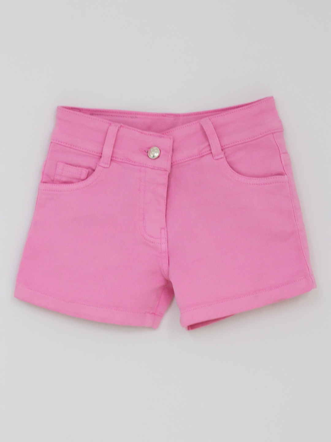 

Peppermint Girls Mid Rise Cotton Denim Shorts, Pink