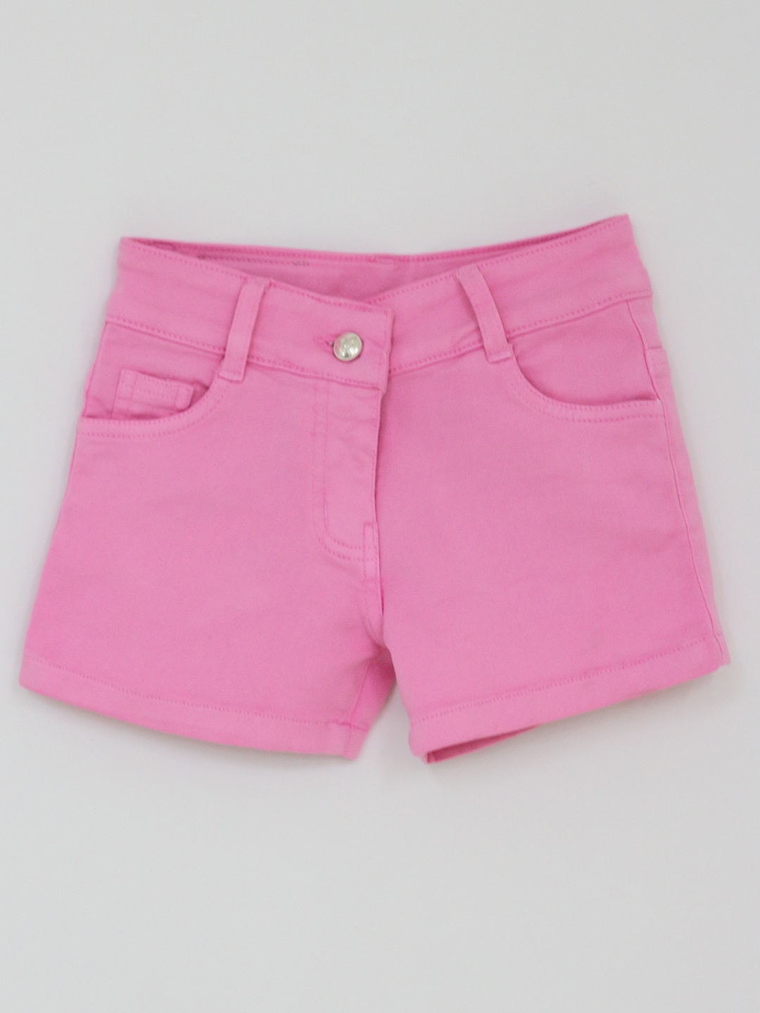 

Peppermint Girls Mid Rise Cotton Denim Shorts, Pink