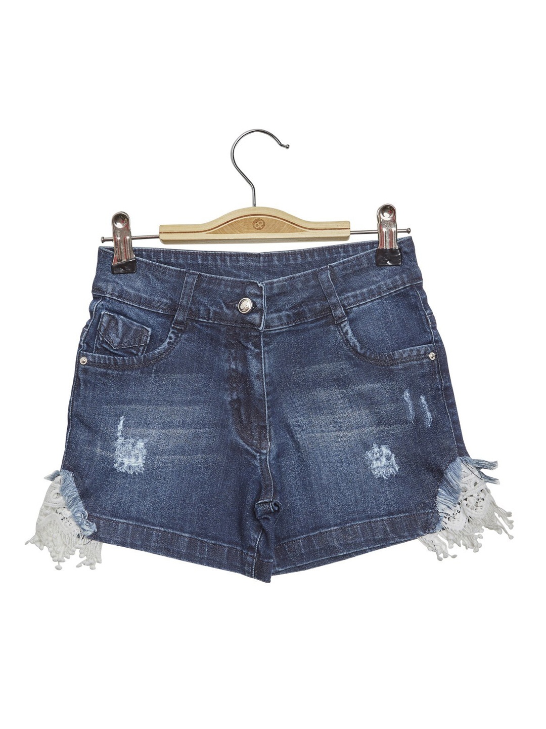 

Peppermint Girls Washed High-Rise Pure Cotton Denim Shorts, Blue