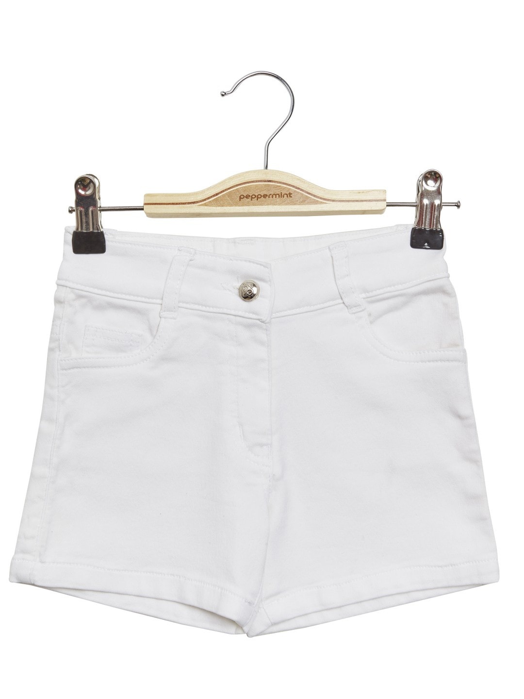 

Peppermint Girls Mid Rise Cotton Shorts, White