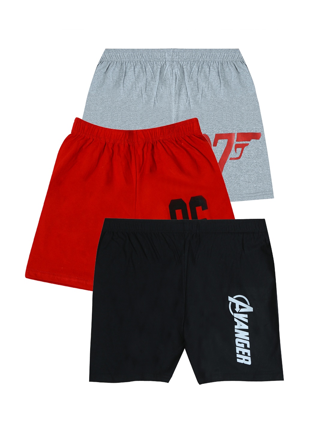 

BAESD Boys Pack Of 3 Typography Printed Pure Cotton Shorts, Grey