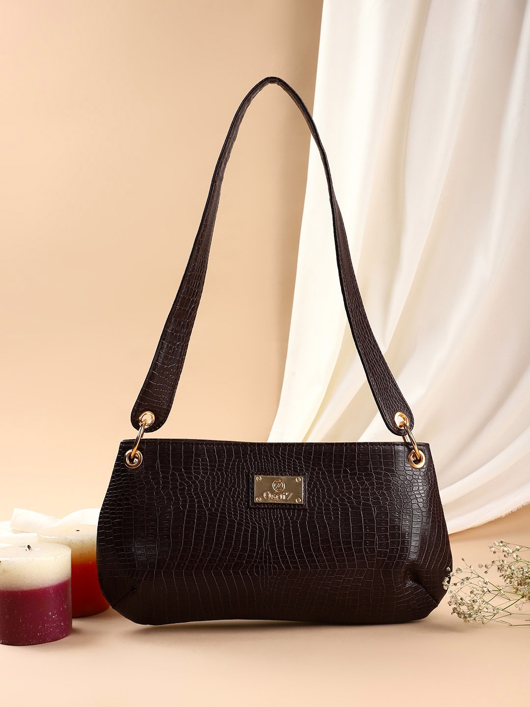 

OsaiZ Textured Structured Shoulder Bag, Brown