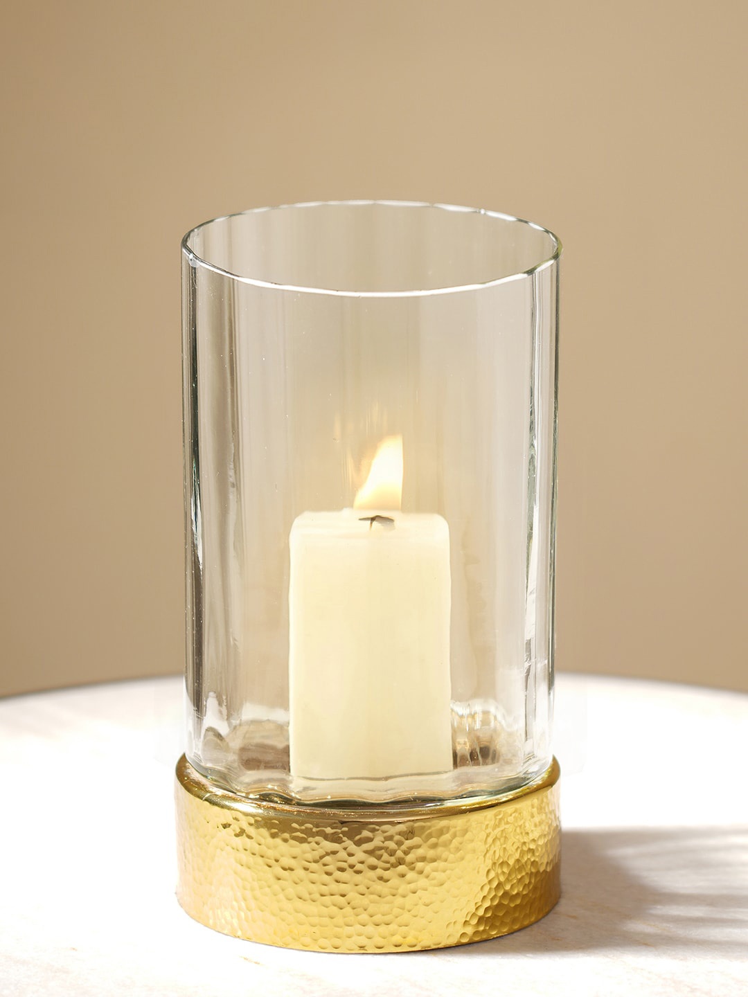 

Pure Home and Living Transparent & Metallic-toned Glass Textured Votive Holder