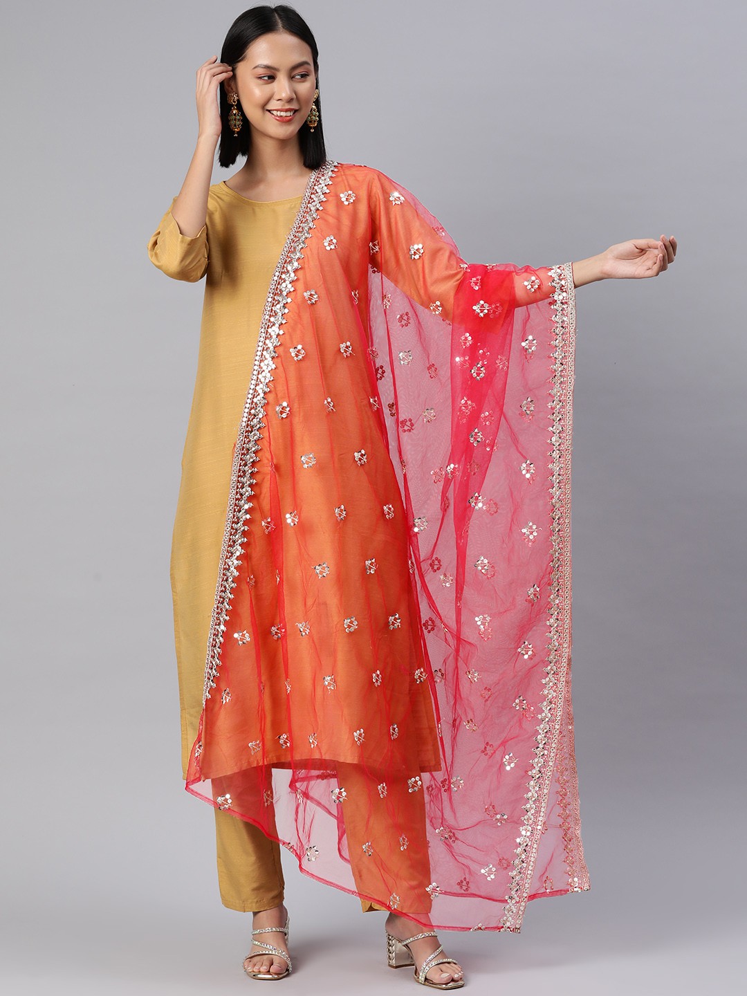 

Rang Gali Embroidered Dupatta with Zardozi, Red