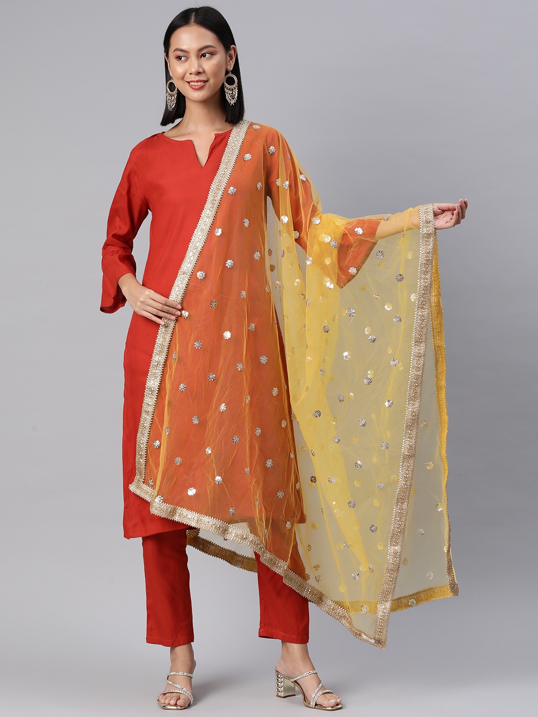 

Rang Gali Embroidered Dupatta with Sequinned, Yellow