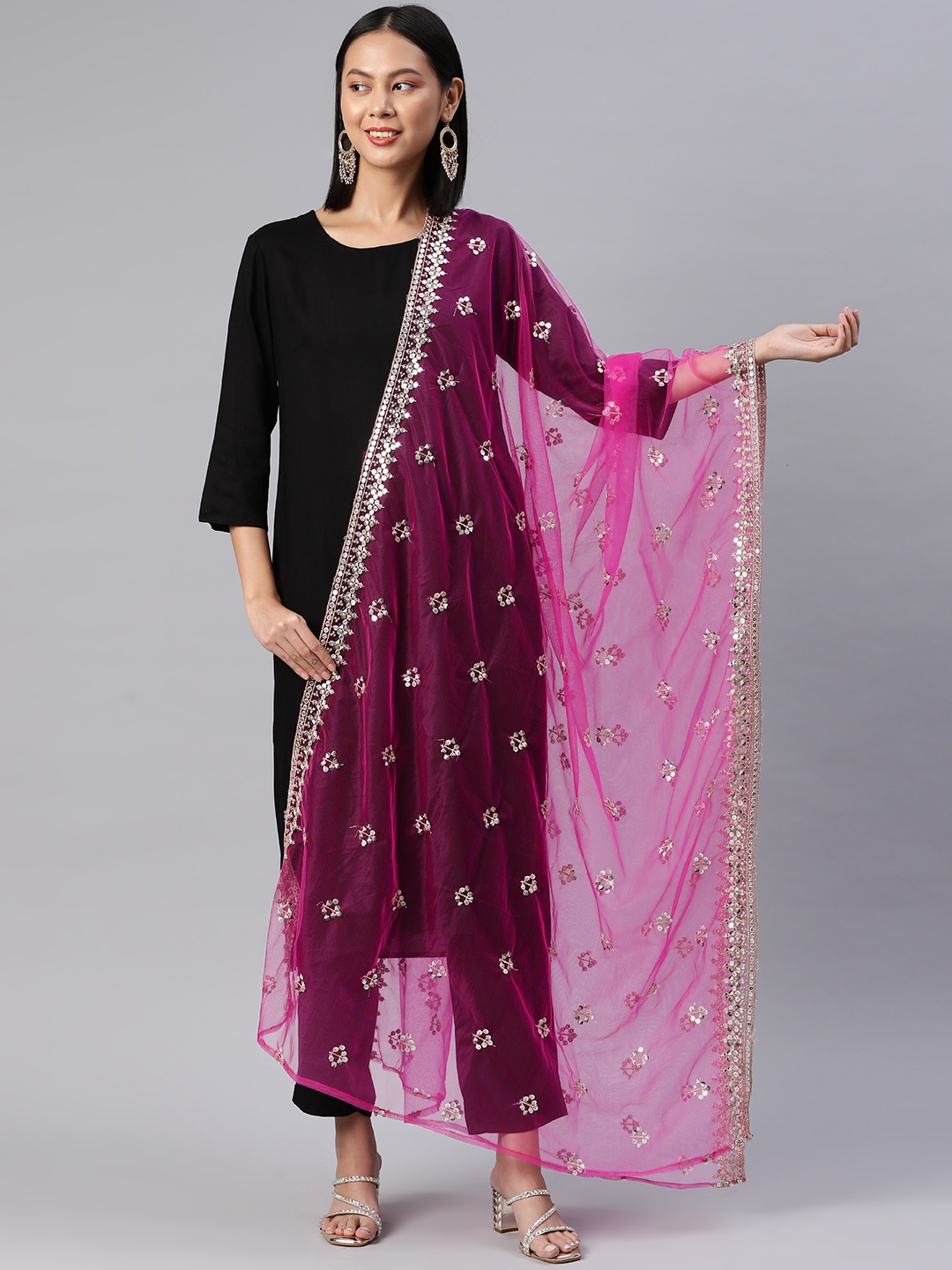 

Rang Gali Embroidered Dupatta with Sequinned, Magenta