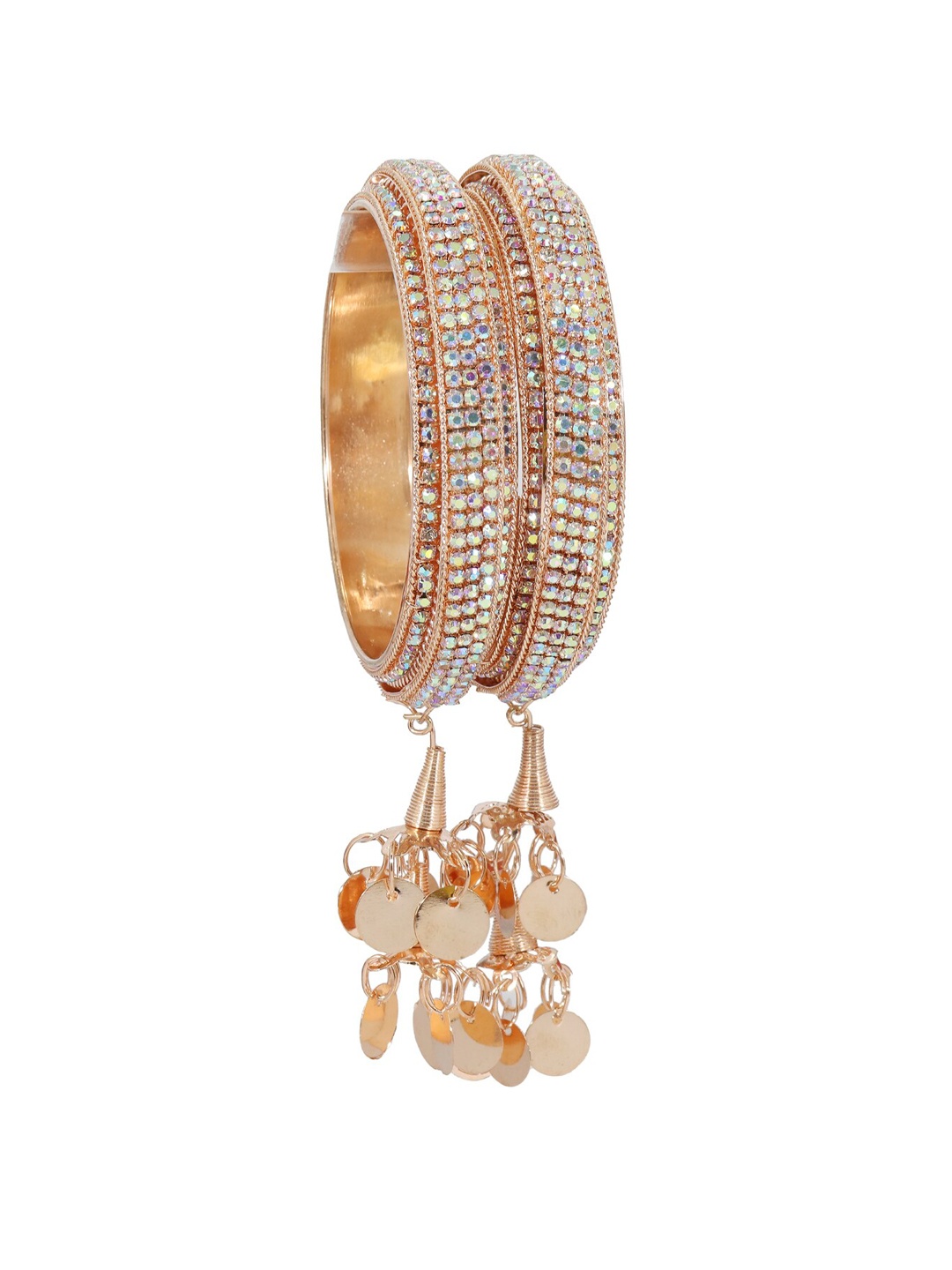 

NMII Set Of 2 American Diamond-Studded Latkan Bangles, Gold