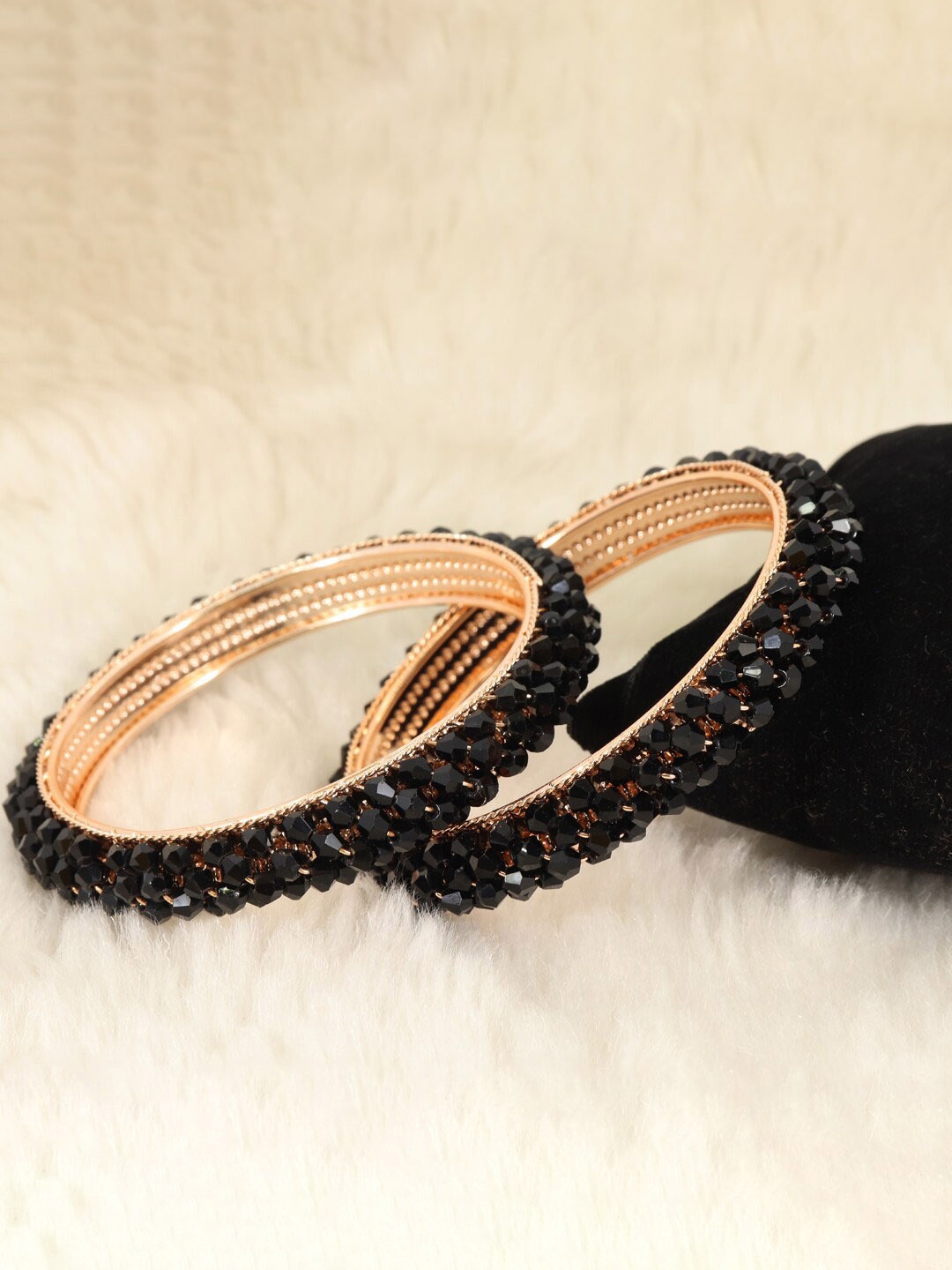 

NMII Set Of 2 Pearl Beaded Bangles, Black
