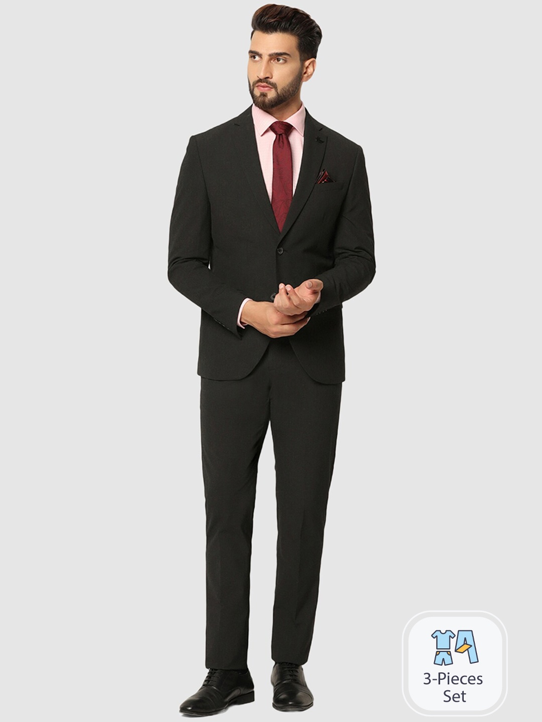 

Blackberrys Slim-Fit Single-Breasted Two-Piece Formal Suit, Charcoal