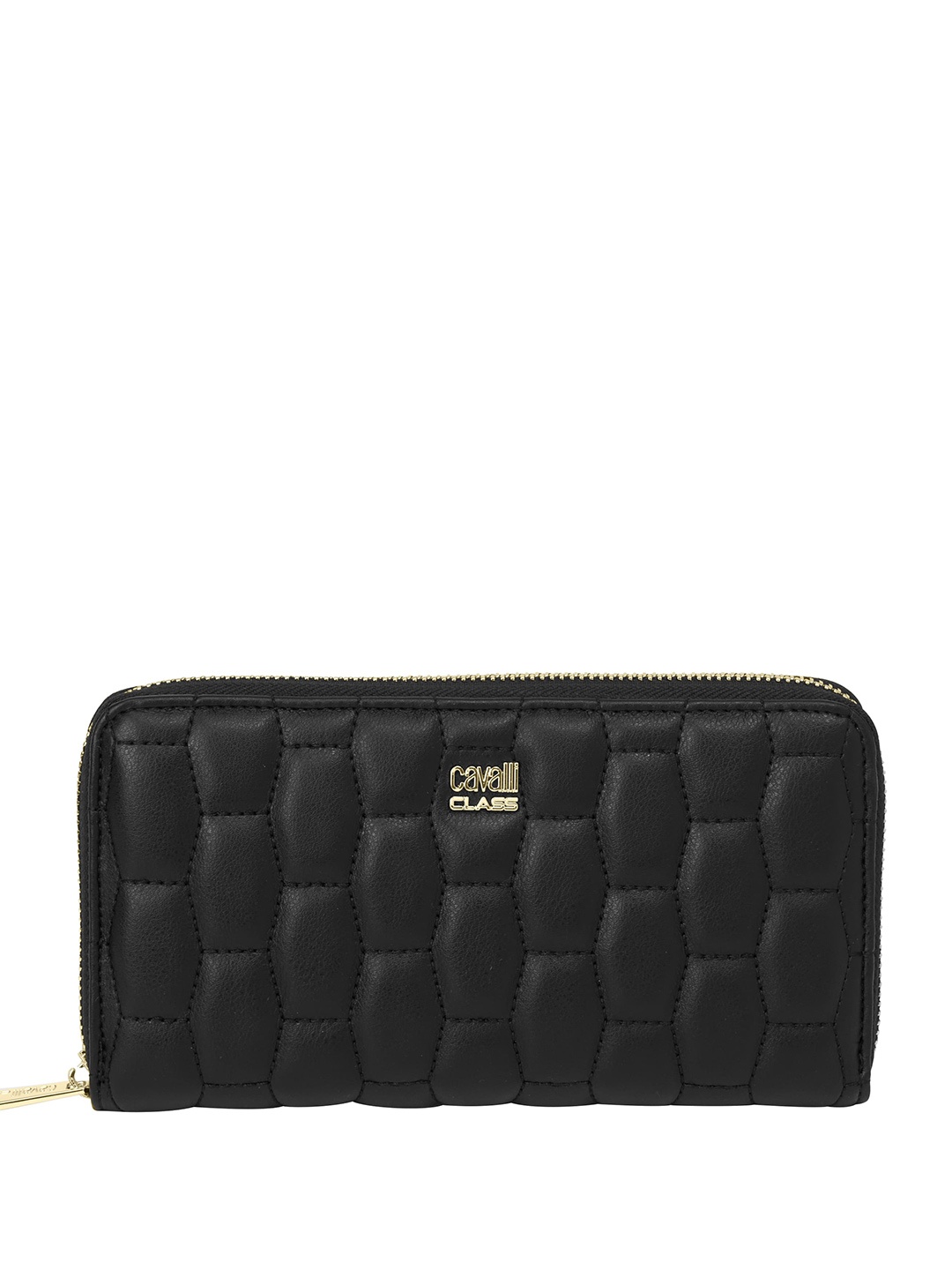 

Cavalli Class Women Textured Zip Around Wallet, Black