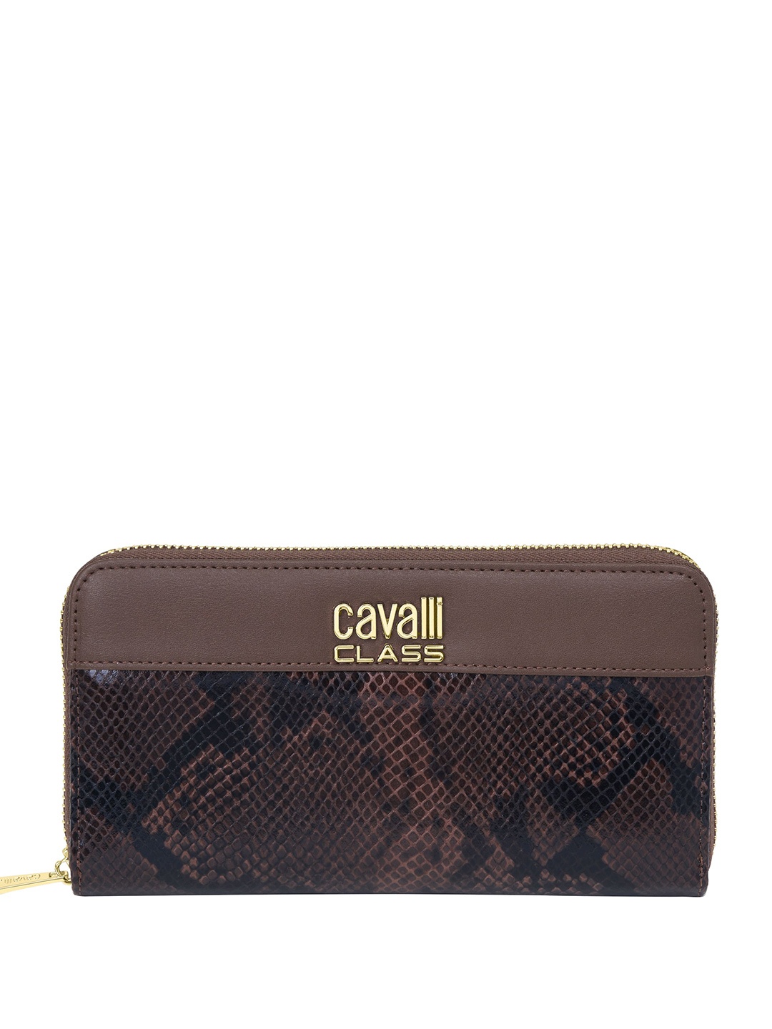 

Cavalli Class Women Textured Zip Around Wallet, Brown