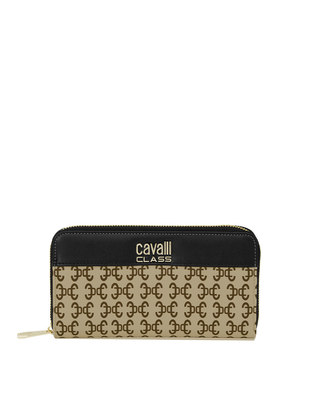 

Cavalli Class Women Abstract Printed Zip Around Wallet, Black