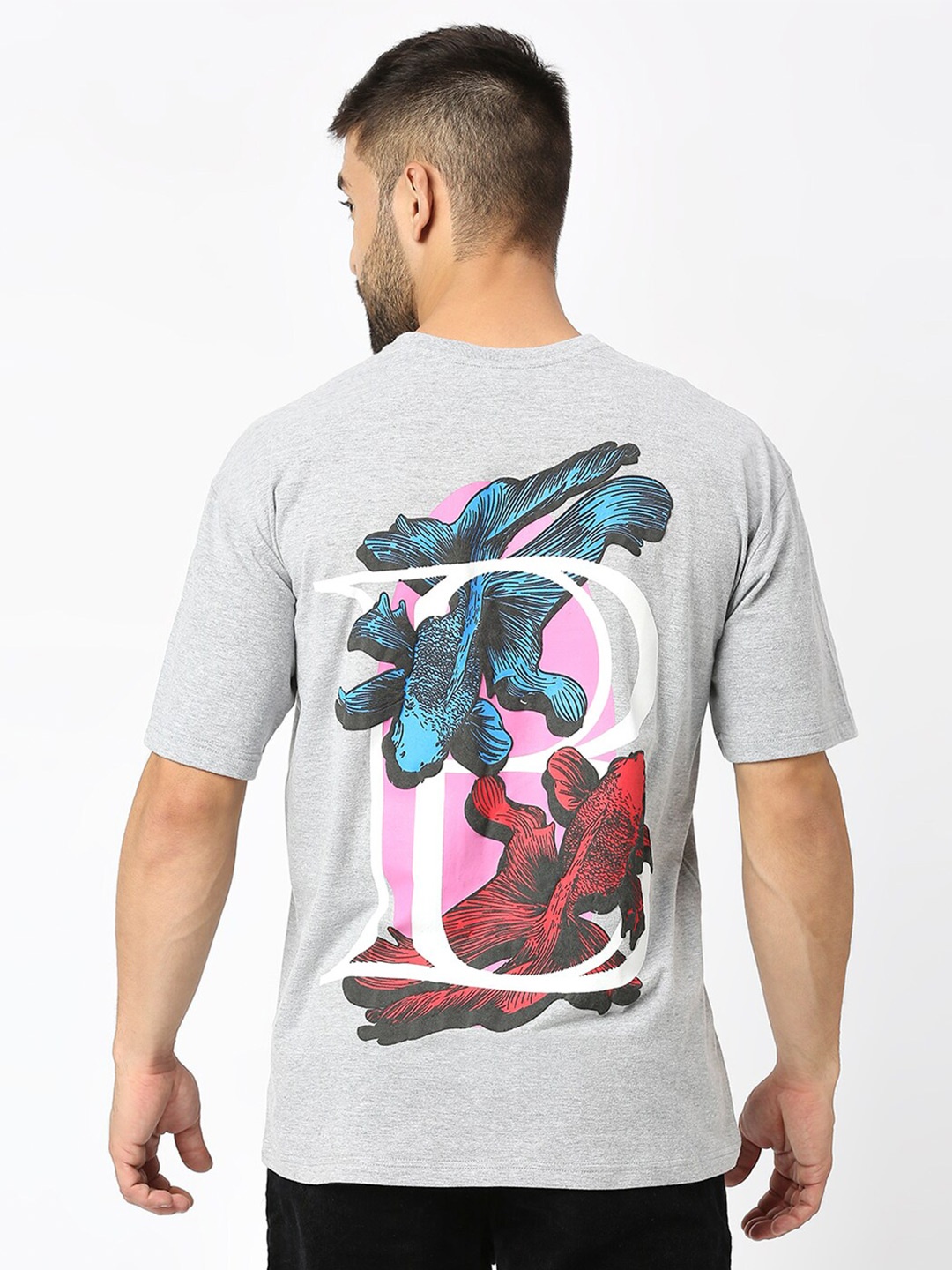 

Blamblack Oversized Graphic Printed Cotton T-shirt, Grey