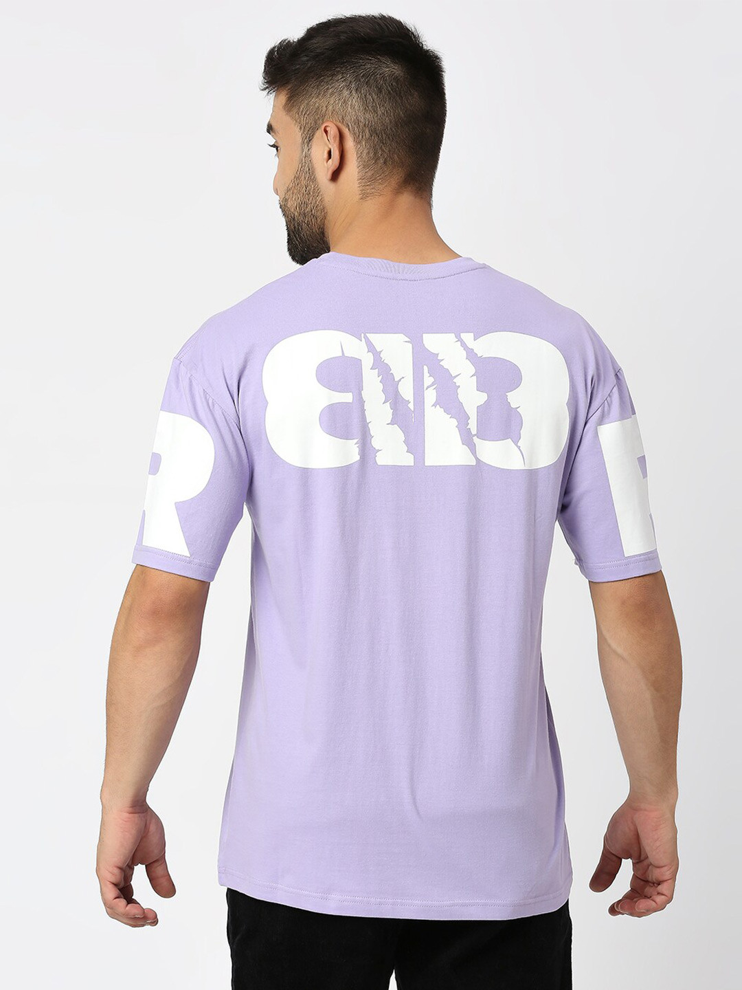 

Blamblack Oversized Humour & Comic Printed Cotton T-shirt, Lavender