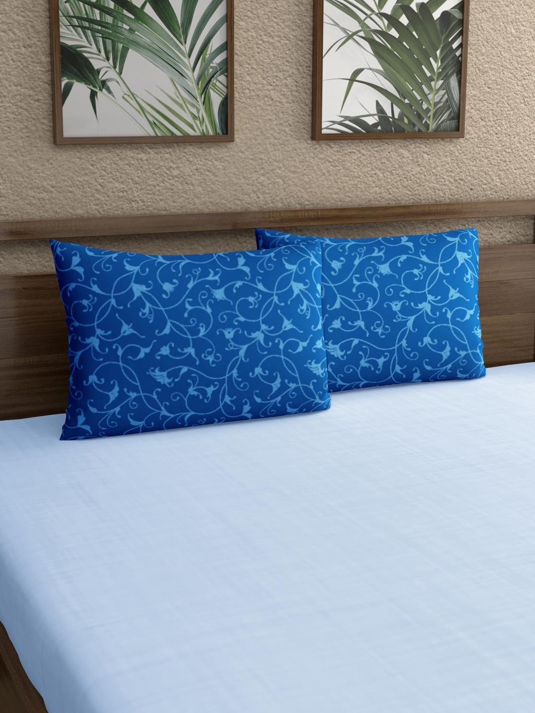 

Home Ecstasy Blue 2 Pieces Printed 140 TC Pure Cotton Pillow Covers