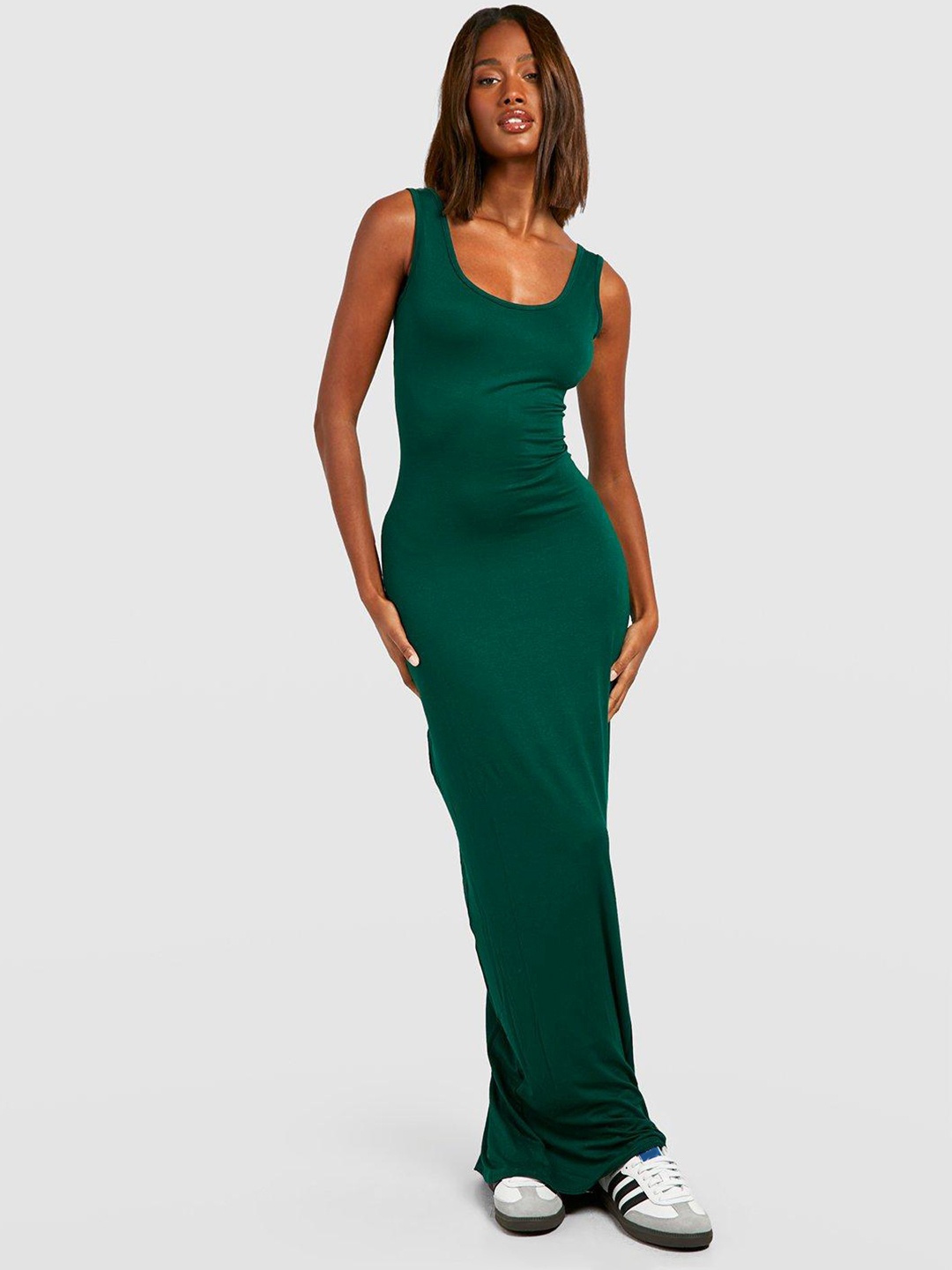 

Boohoo Ribbed Maxi Dress, Green