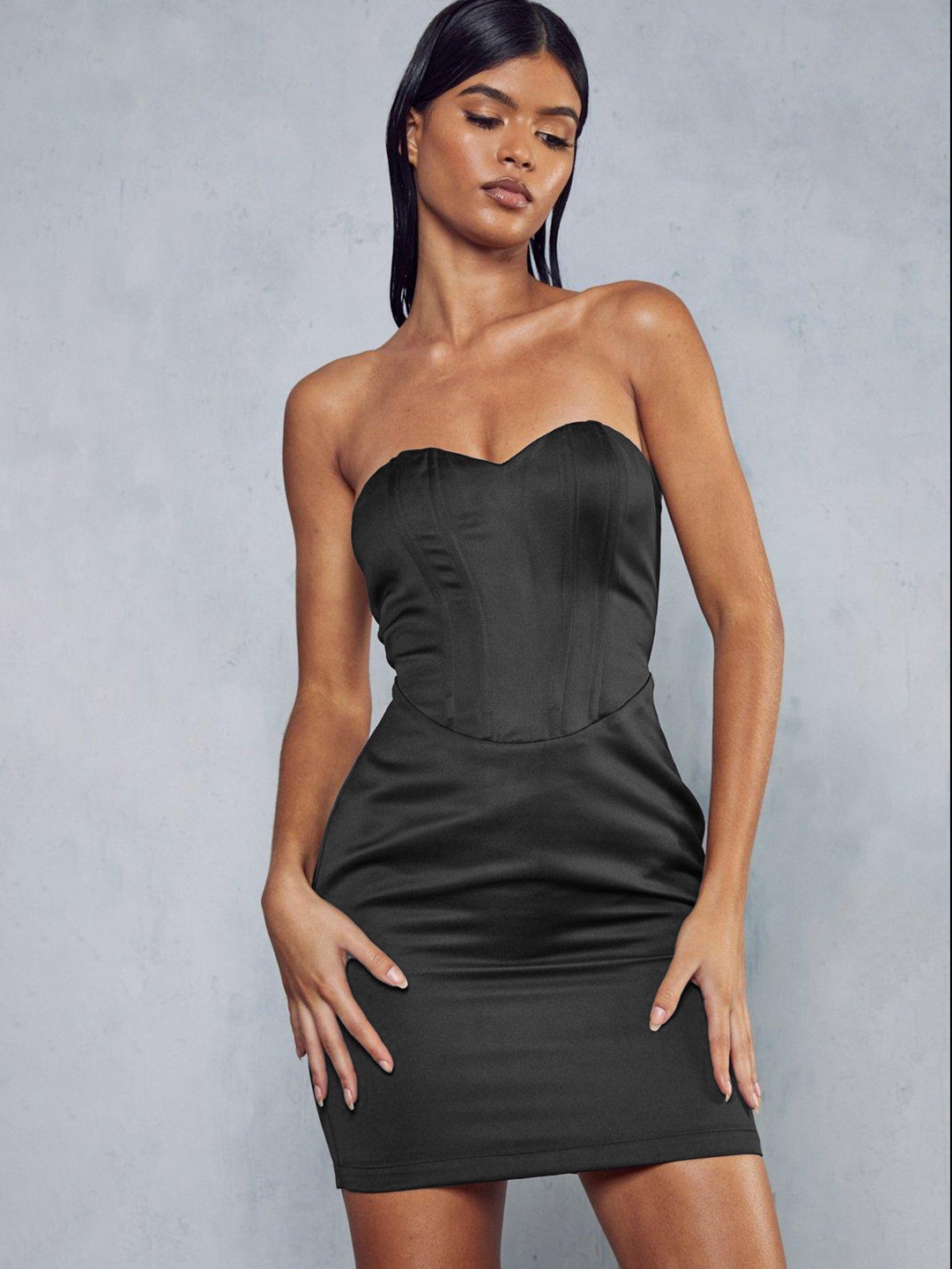 

MISSPAP Off-Shoulder Bodycon Mini Dress, Black