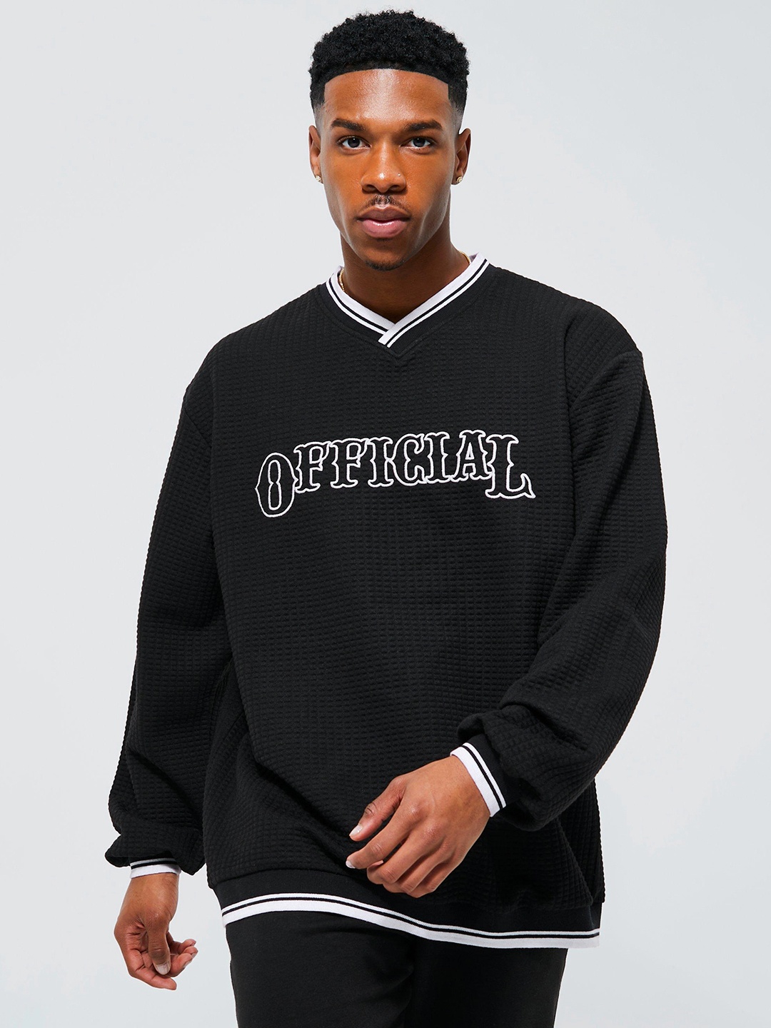 

boohooMAN Typography Printed Sweatshirt, Black