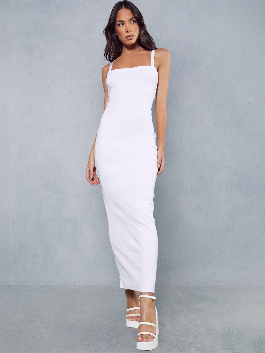 

MISSPAP Shoulder Strap Maxi Dress, White