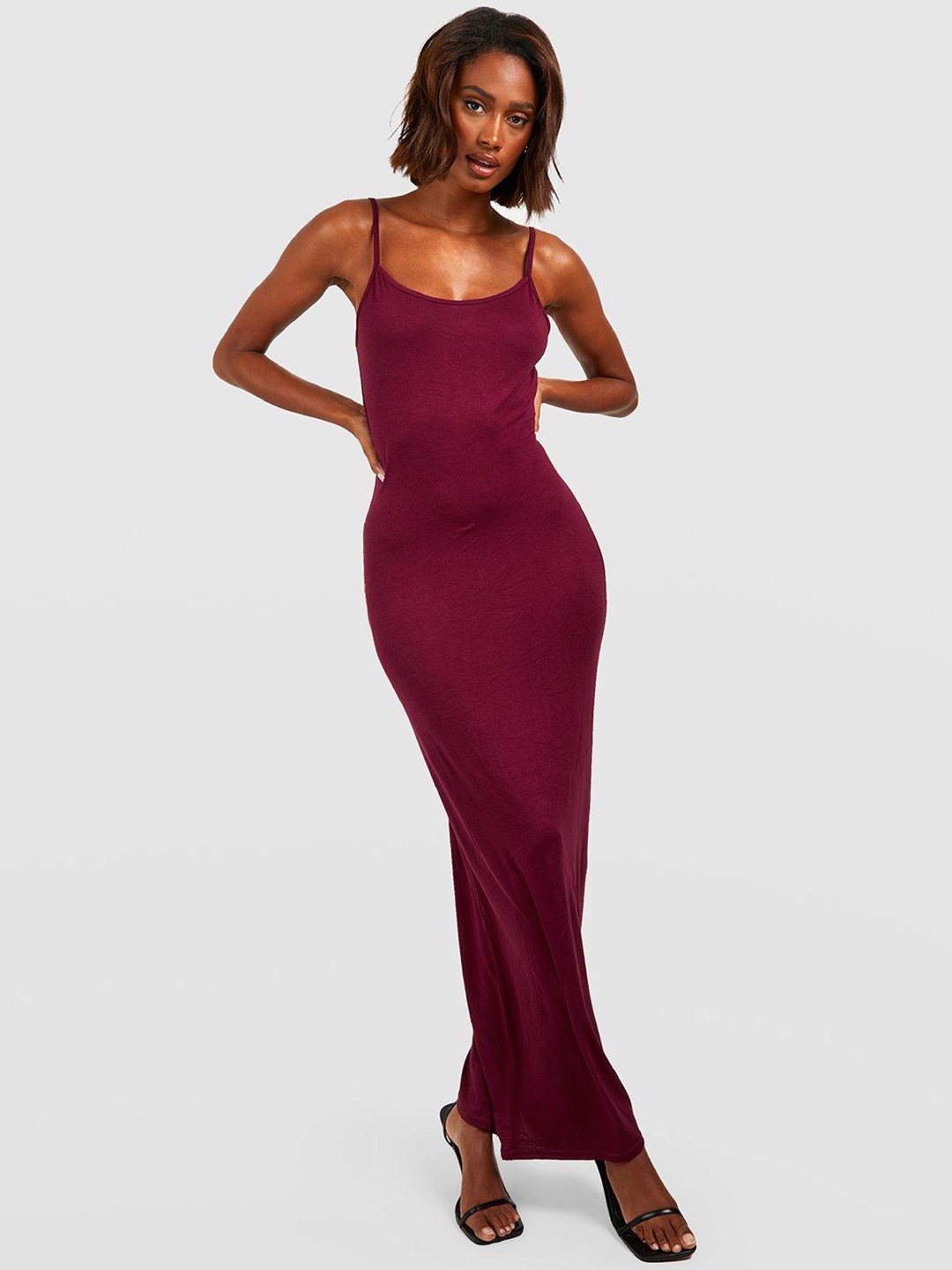 

Boohoo Shoulder Straps Bodycon Maxi Dress, Maroon