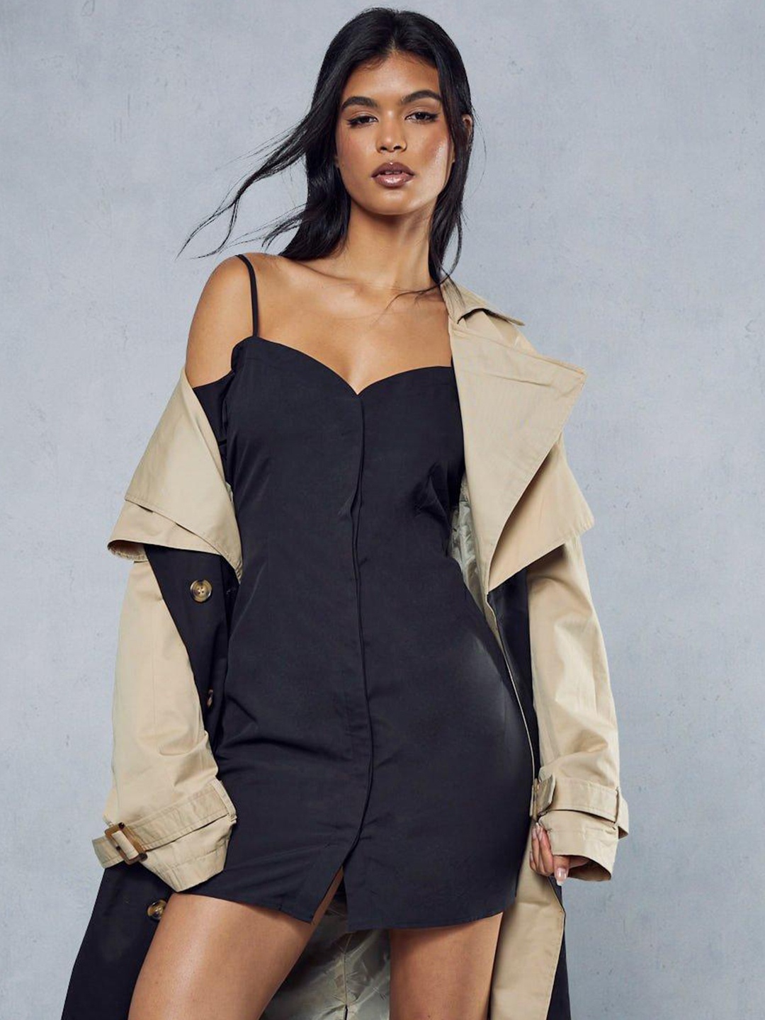 

MISSPAP Cold-Shoulder Bodycon Mini Dress, Black