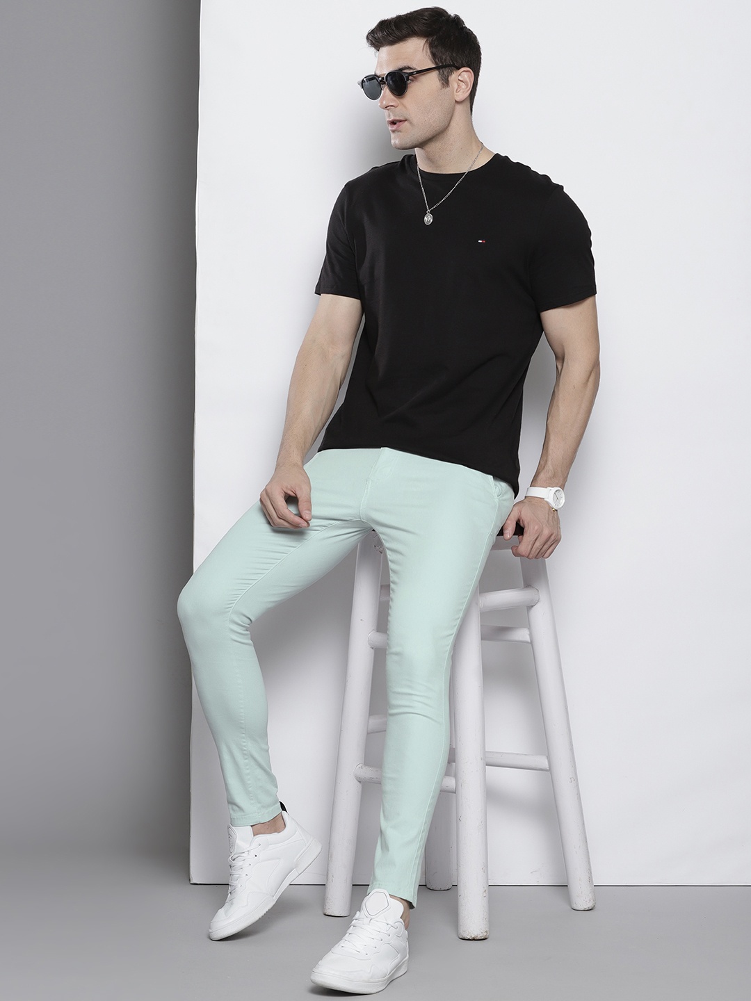 

boohooMAN Skinny Fit Chinos, Blue