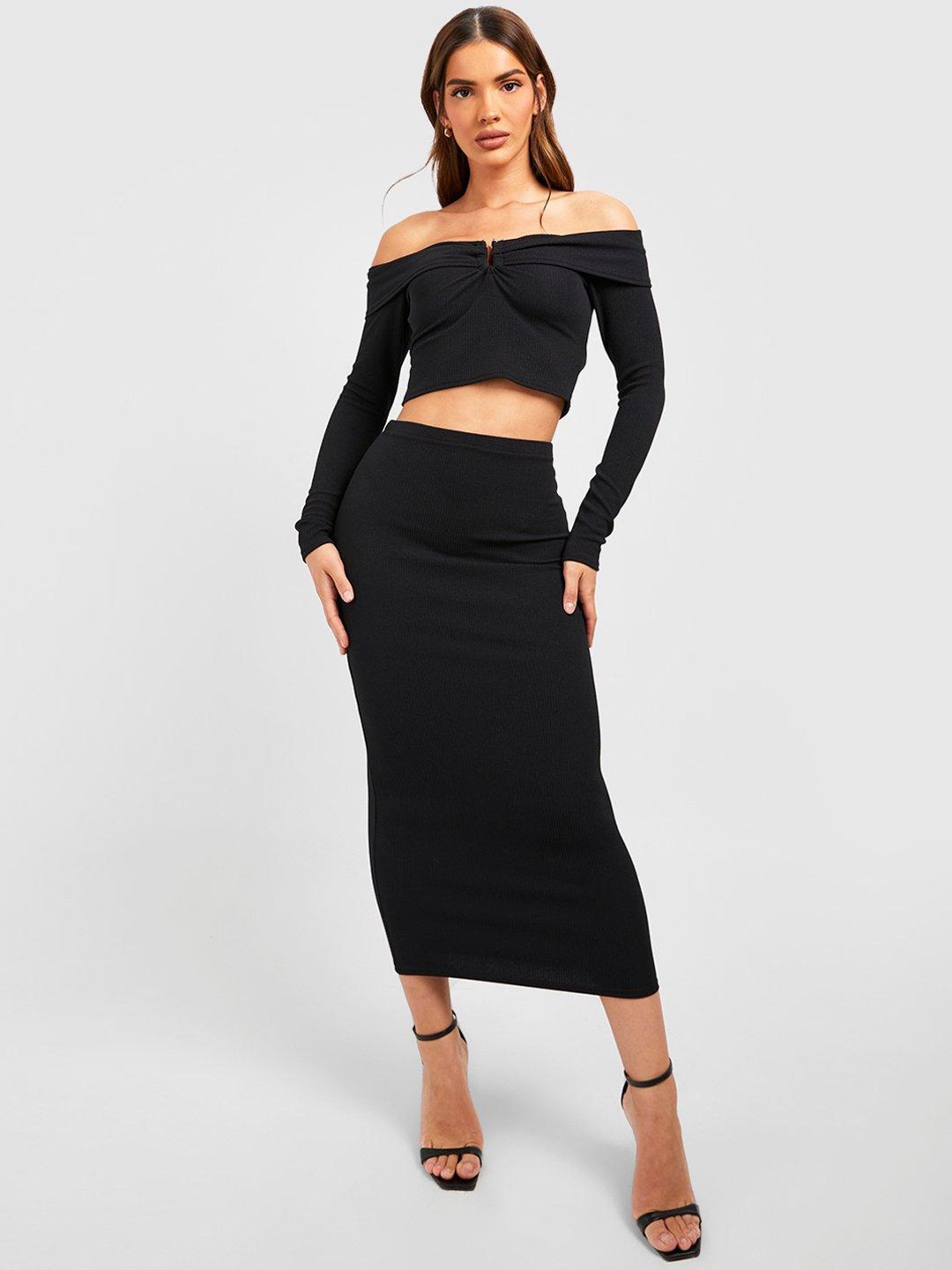 

Boohoo Women Ribbed Co-ords, Black