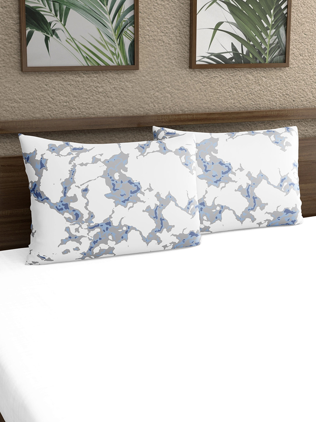 

Dreamscape Blue 2 Pieces Printed 140 TC Pure Cotton Pillow Covers