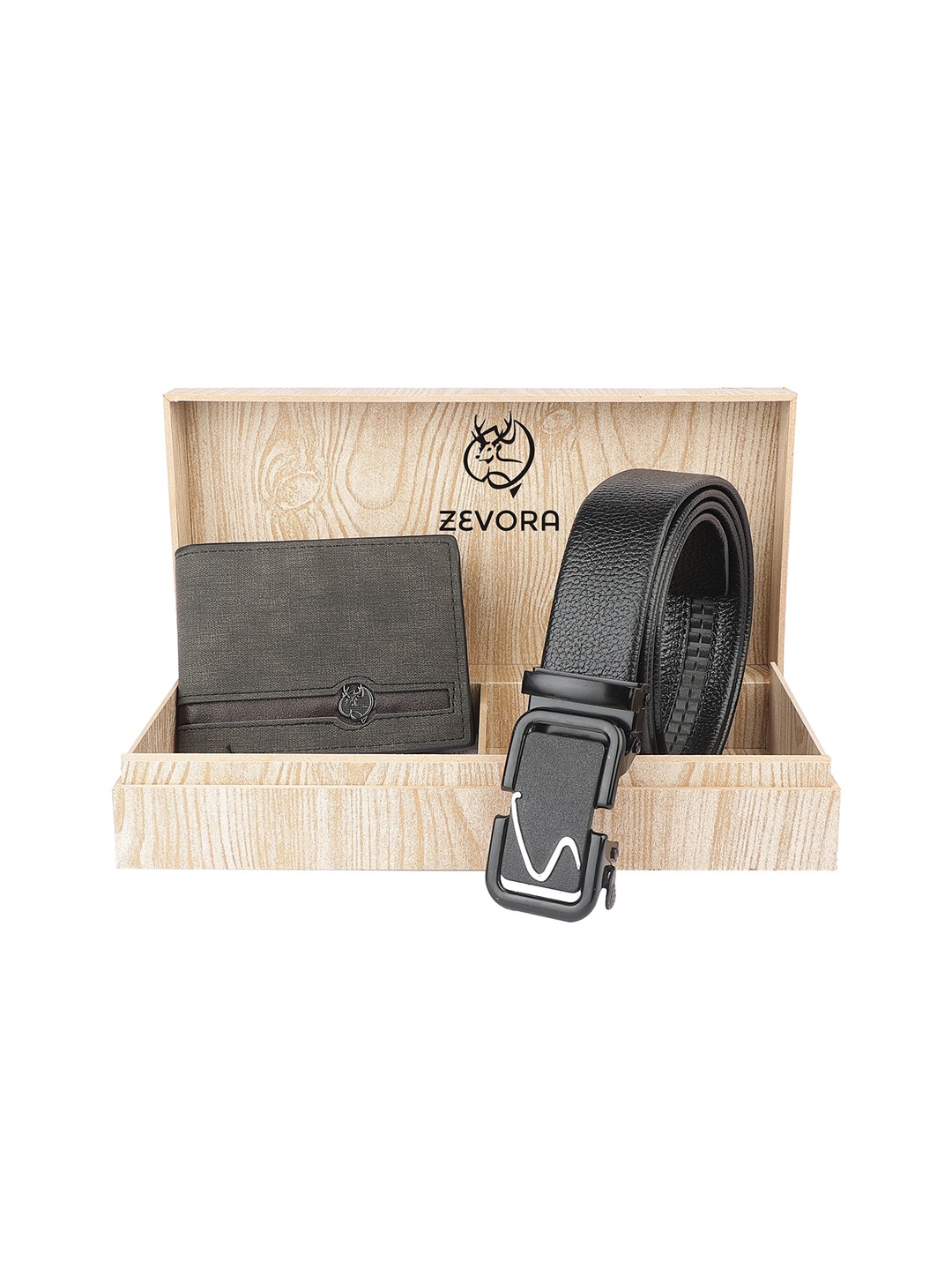 

ZEVORA Men Belt And Wallet Leather Accessory Gift Set, Black