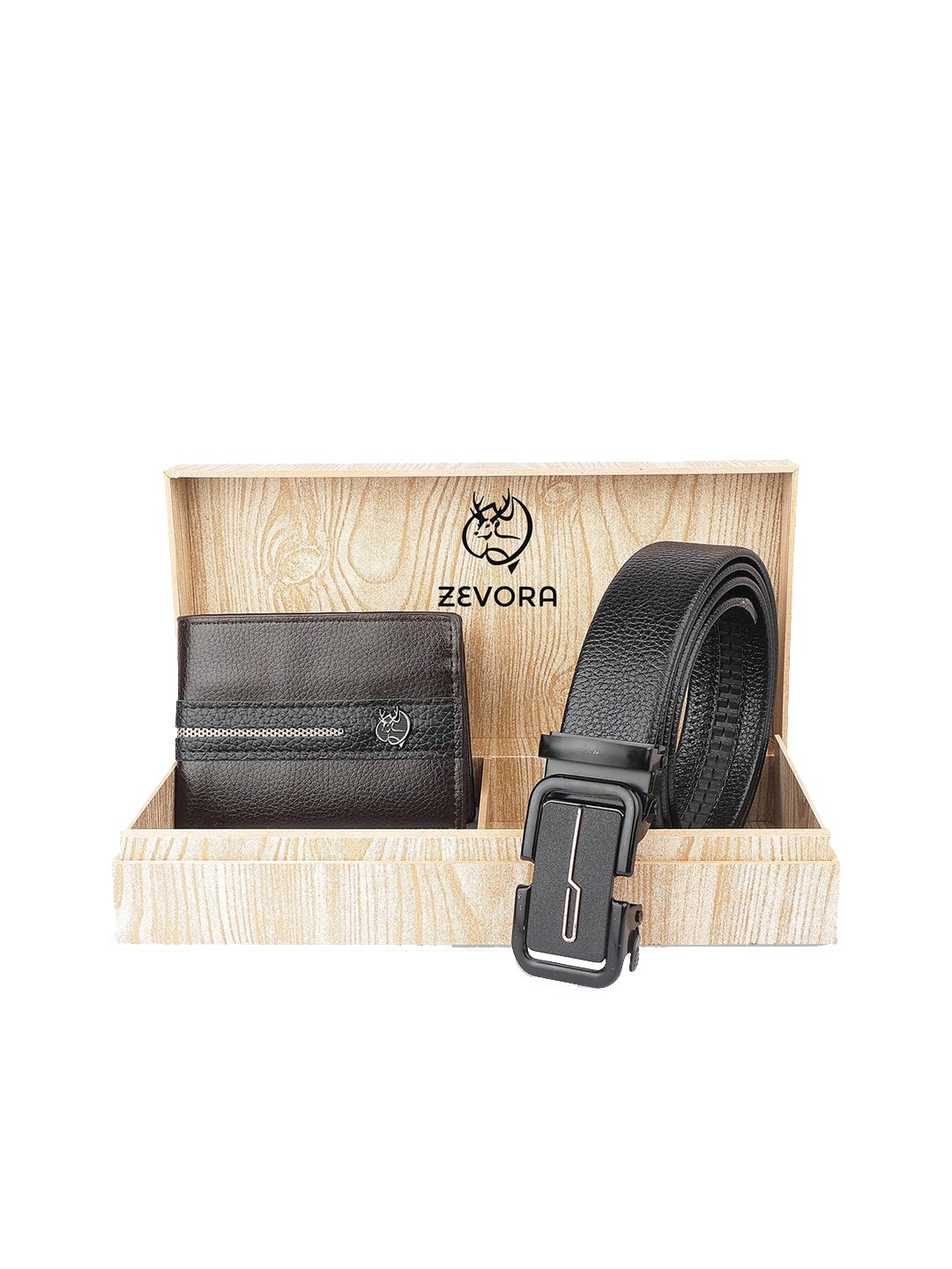 

ZEVORA Men Belt And Wallet Leather Accessory Gift Set, Black