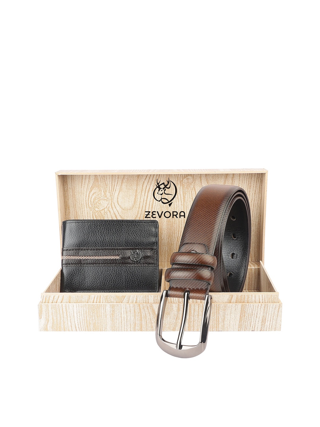 

ZEVORA Men Belt And Wallet Leather Accessory Gift Set, Brown