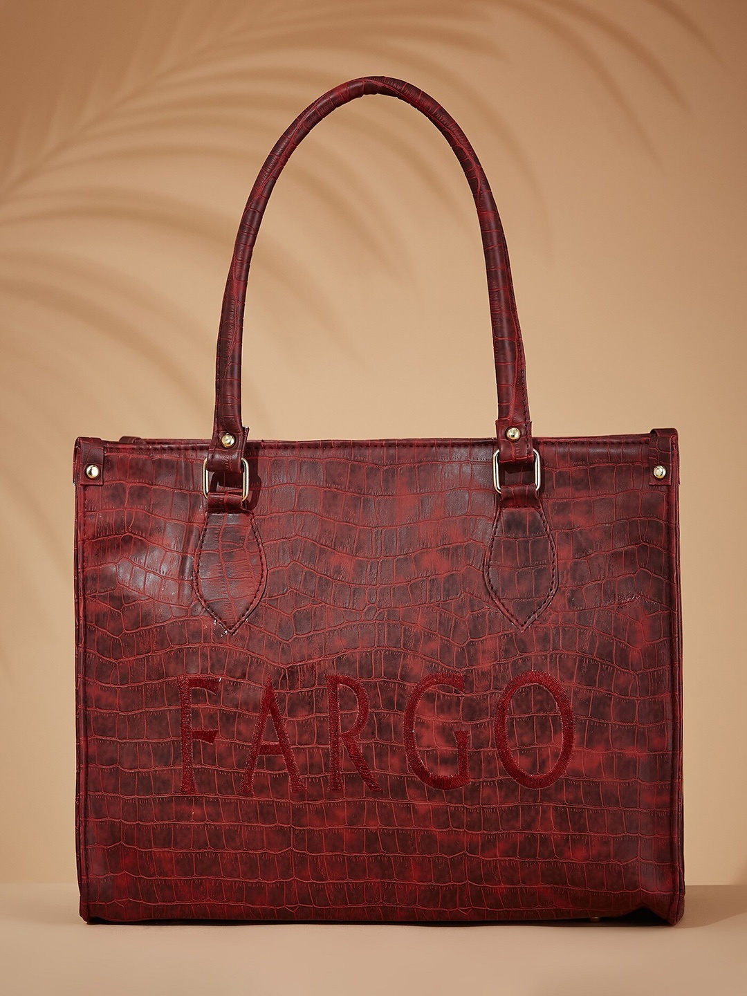 FARGO Textured Structured Shoulder Bag, Maroon