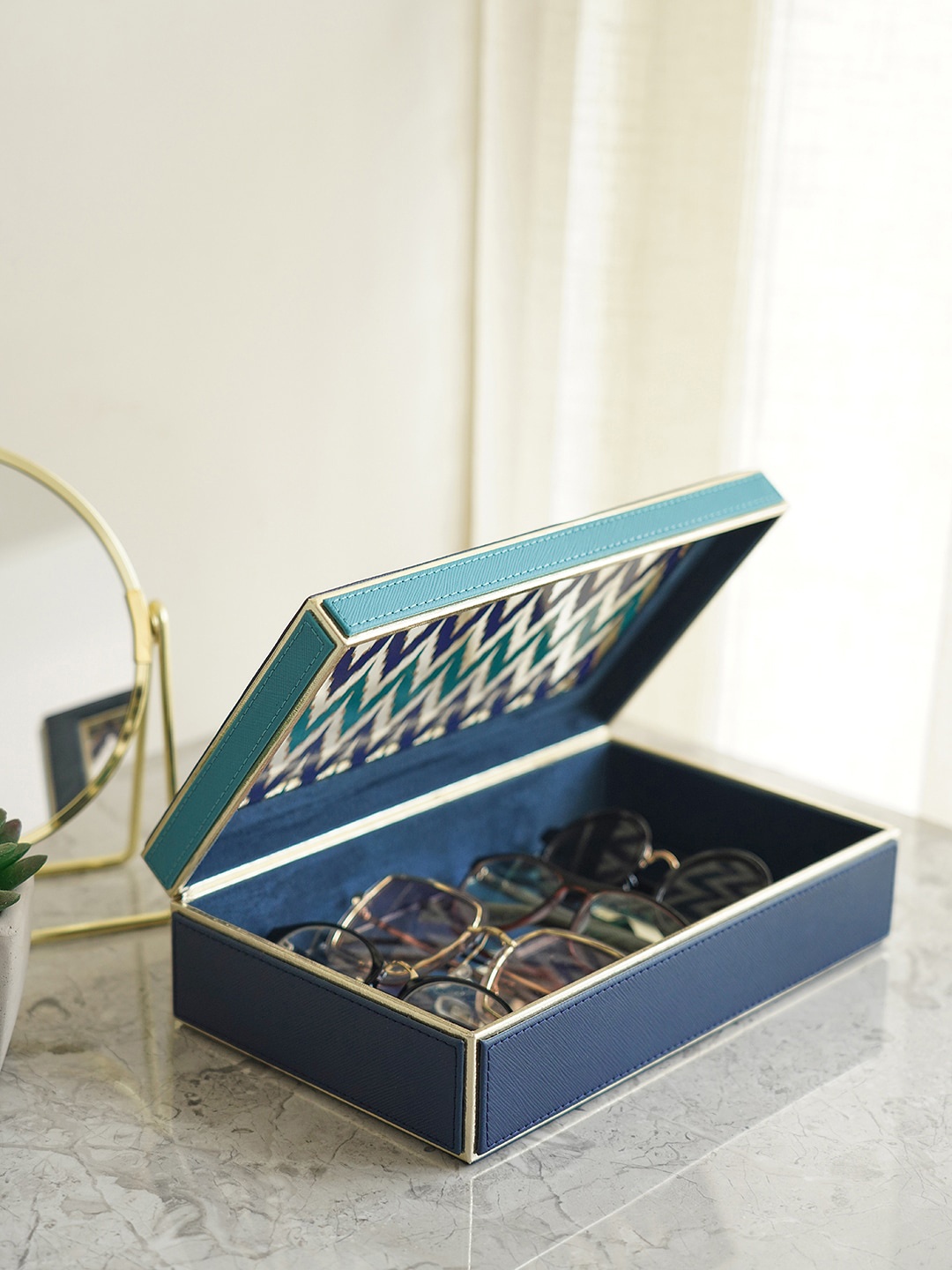 

Pure Home and Living Blue Printed Multi-Utility Organiser