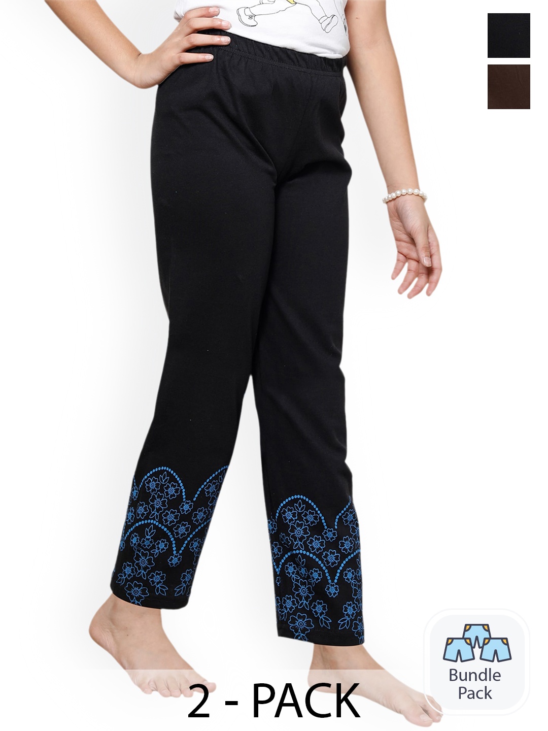 

BAESD Girls Pack of 2 Bottom Printed Cotton Lounge Pants, Multi