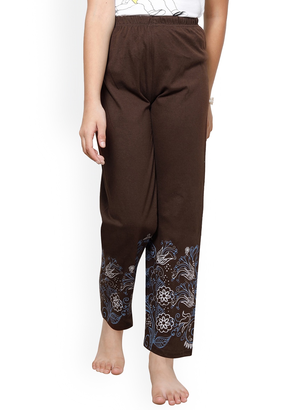 

BAESD Girls Bottom Printed Cotton Lounge Pants, Brown