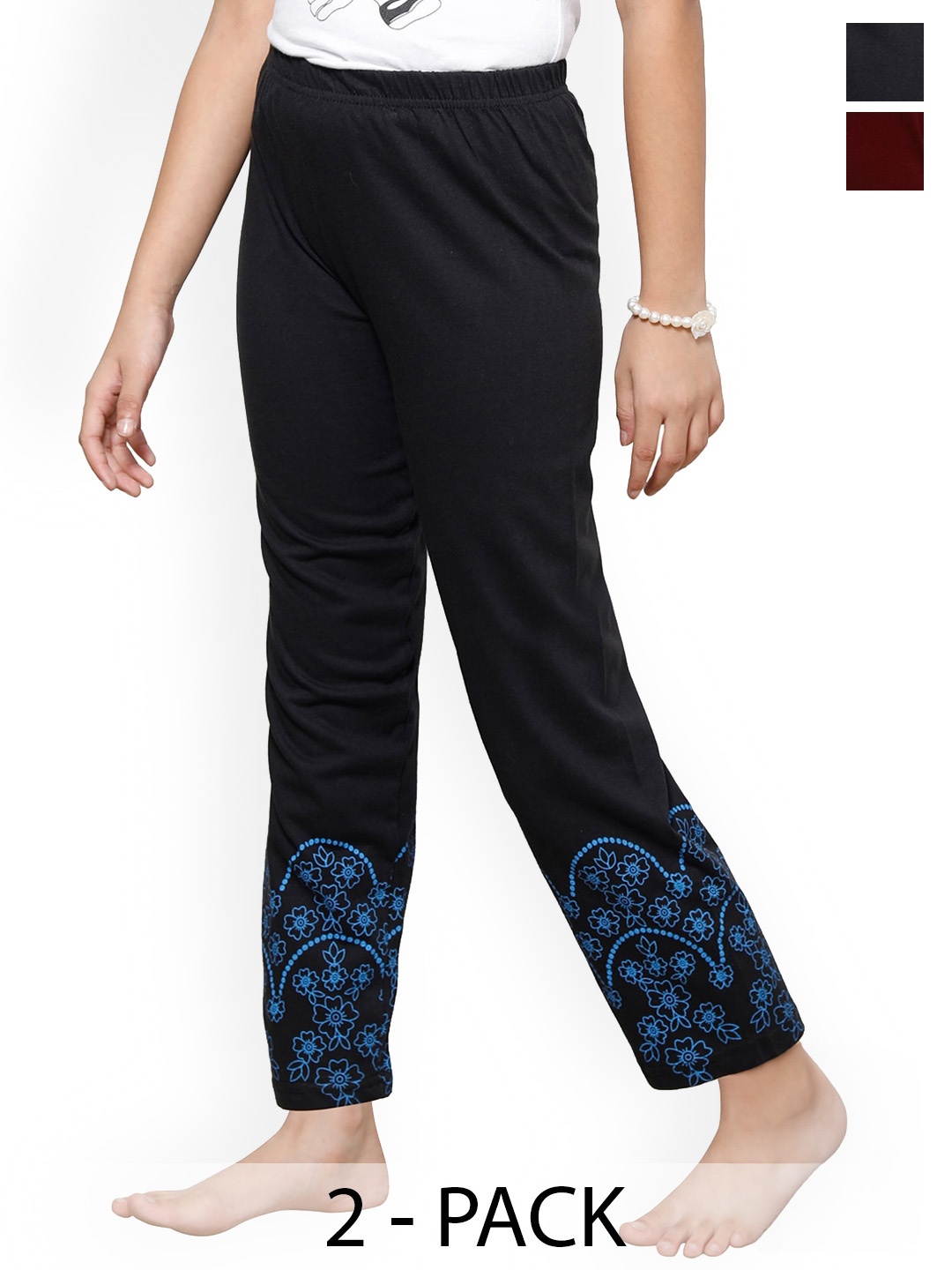 

BAESD Girls Pack of 2 Printed Cotton Lounge Pants, Black