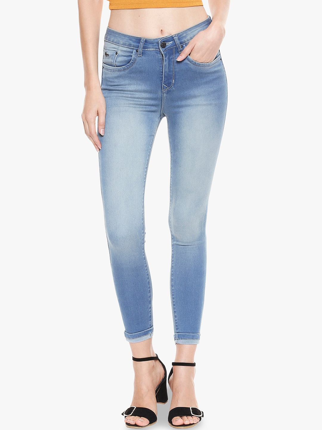 

Recap Women Skinny Fit Heavy Fade Narrow Jeans, Blue